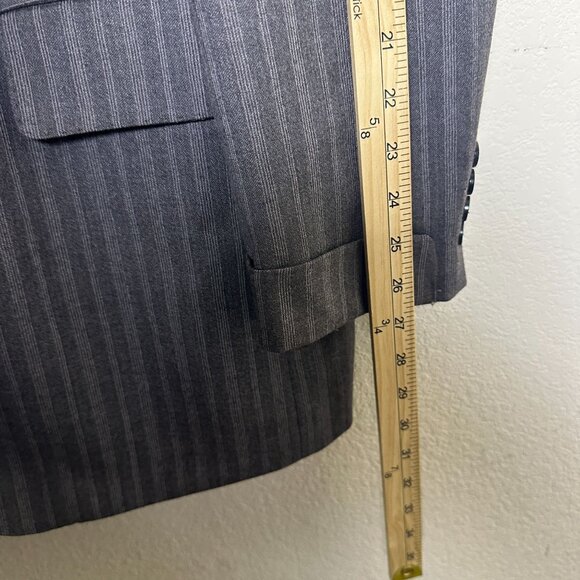 Apollo King Grey Blazer Coat Jacket Vest 2 Piece Suit Men Formal 42L Pinstripe - Picture 12 of 16